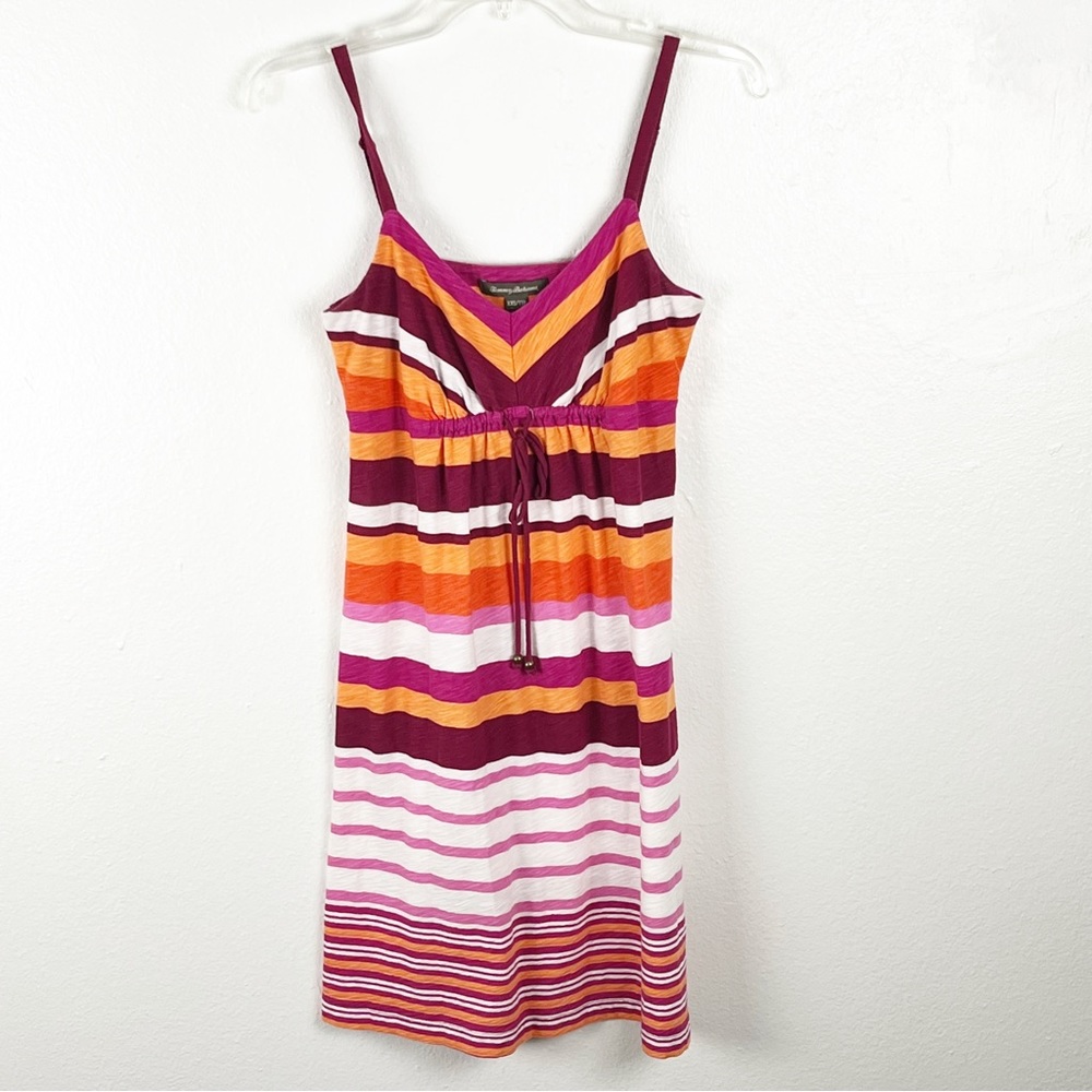 TOMMY BAHAMA 100% Cotton Striped V-Neck Adjustable Straps Dress, Size XXS